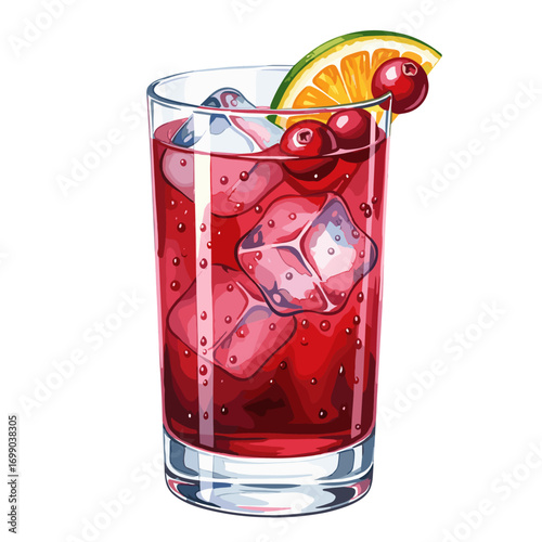 Refreshing Red Drink with Ice and Citrus Garnish for Summer Parties and Gatherings