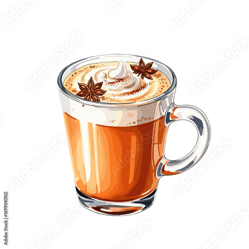 Delicious Spiced Orange Beverage with Creamy Topping and Garnish