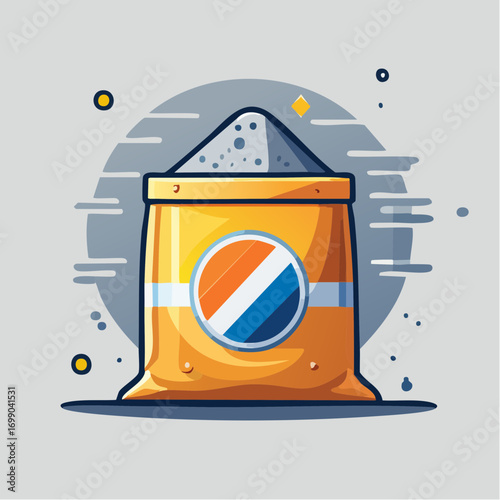 Pixel Art Orange And Blue Packet With Gray Powder