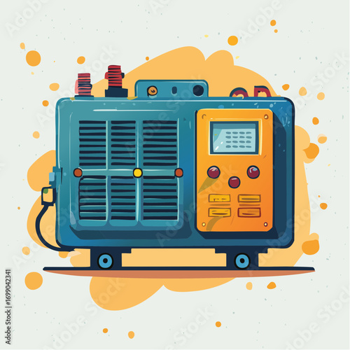 Portable Blue and Gold Generator With Digital Display