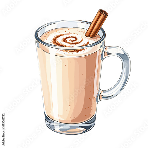 Delicious Cinnamon Spice Latte in Glass Mug Perfect for Cozy Evenings