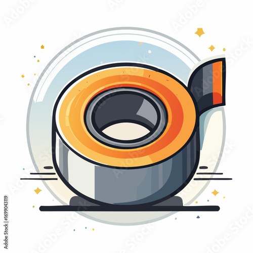 Pixel Art Illustration of Orange and Gray Duct Tape Roll