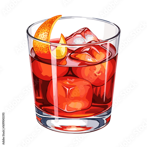 Refreshing Cocktail with Ice Cubes and Citrus Garnish for Summer Parties
