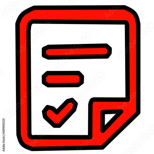 Legal Document Red Icon - Checklist Law Contract Symbol