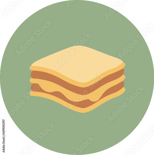 Layered chocolate lasagna dessert with creamy white and rich brown layers on a muted green background