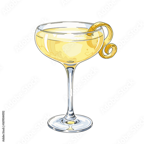 Elegant Cocktail Glass with Lemon Twist for Parties and Celebrations