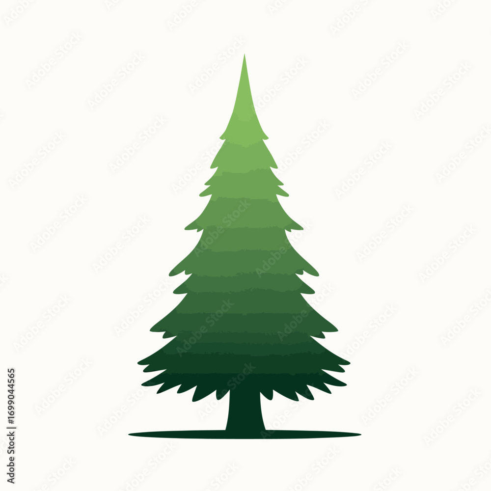Fototapeta premium Evergreen tree silhouette illustration on white background.