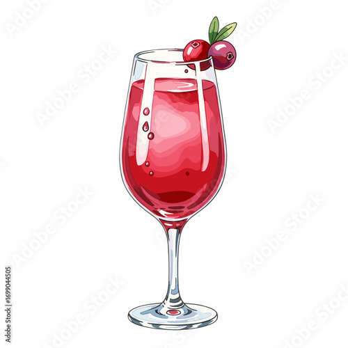 Refreshing Red Beverage in Crystal Glass with Berries for Summer Parties and Celebrations