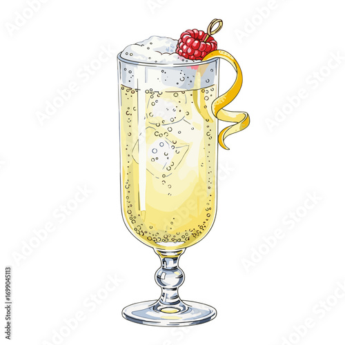 Refreshing Sparkling Beverage with Raspberry Garnish for Summer Celebrations and Parties