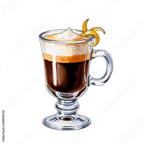 Delicious Beverage: Warm Coffee Drink with Whipped Cream and Citrus Garnish for Cozy Moments