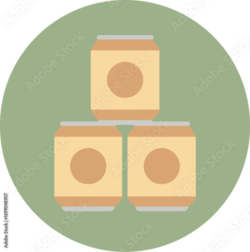 Three light brown cylindrical containers in a triangular arrangement on a light green background