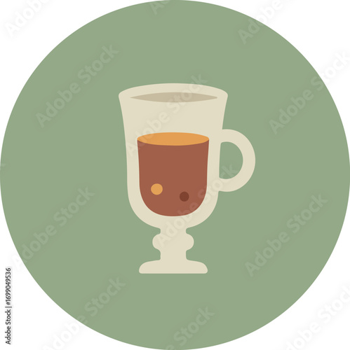 White ceramic coffee cup with dark brown coffee on light green background