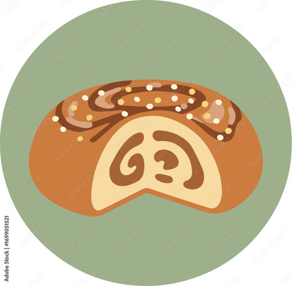 Fototapeta premium Illustration of a cinnamon roll with a gradient background