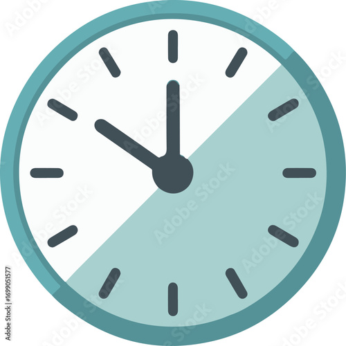Modern flat design clock showing time with clean minimalist style and light blue accents vector