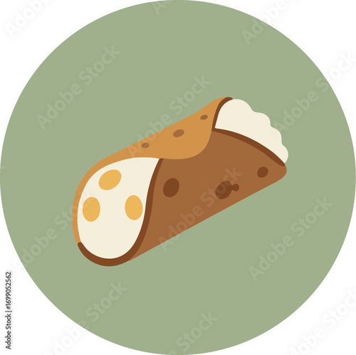 Traditional Italian cannoli with chocolate chips on a green background