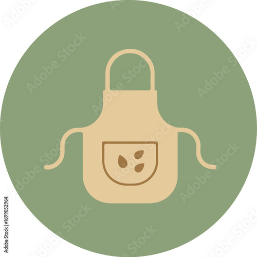 Minimalist beige apron with chestnut drawing on light green background