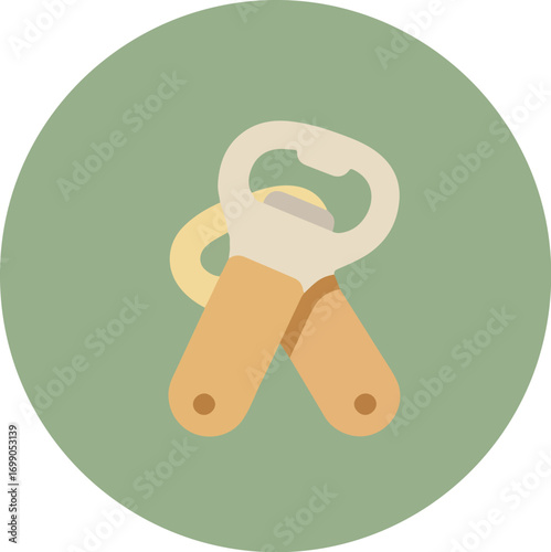 A pair of scissors with orange handles and green gradient blades on a solid green background