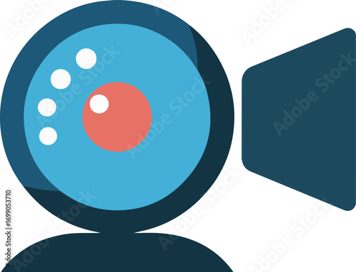 Modern flat design webcam icon for online communication and video conferencing applications vector