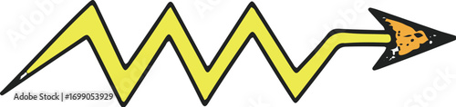 Yellow zigzag vector arrow for dynamic forward progress