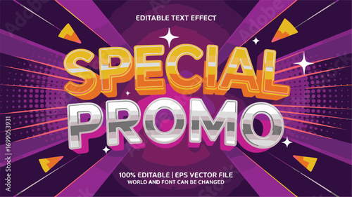 Special Promo Editable Text Effect with Vibrant Purple and Orange Background typography graphic design