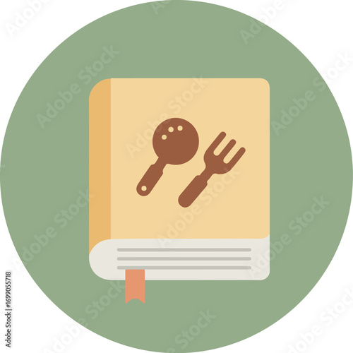 Minimalist cookbook with magnifying glass and fork illustration on light beige cover