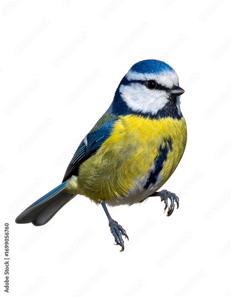 Naklejka premium Blue tit perched, vibrant colors