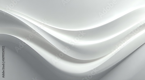 Smooth, flowing, white curves.  A 3D abstract design with soft, elegant, wavy lines