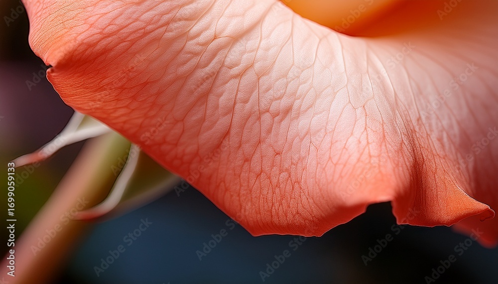 Fototapeta premium delicate veins and texture of a single rose petal captured
