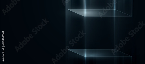  Abstract Technology Background with Glowing Cubes