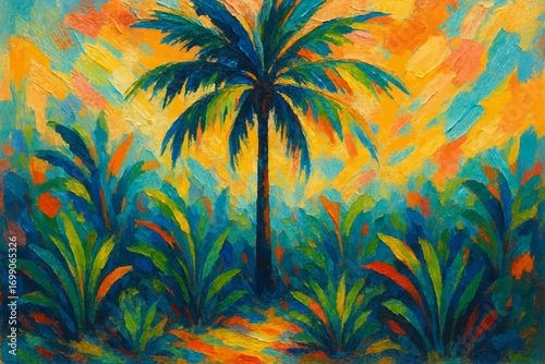 Modern abstract palm with vibrant colors