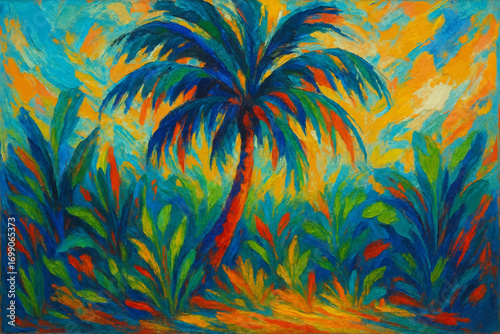Modern abstract palm with vibrant colors