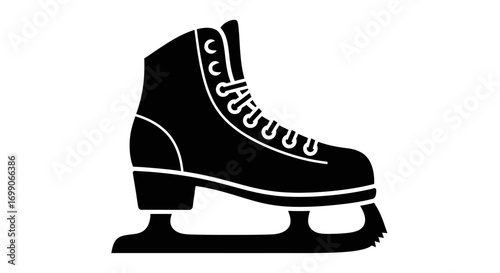 Minimalist Black Silhouette Ice Skate Icon on a Clean White Background