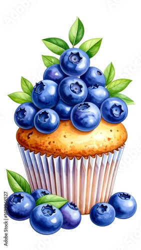 Blueberry cupcake illustration