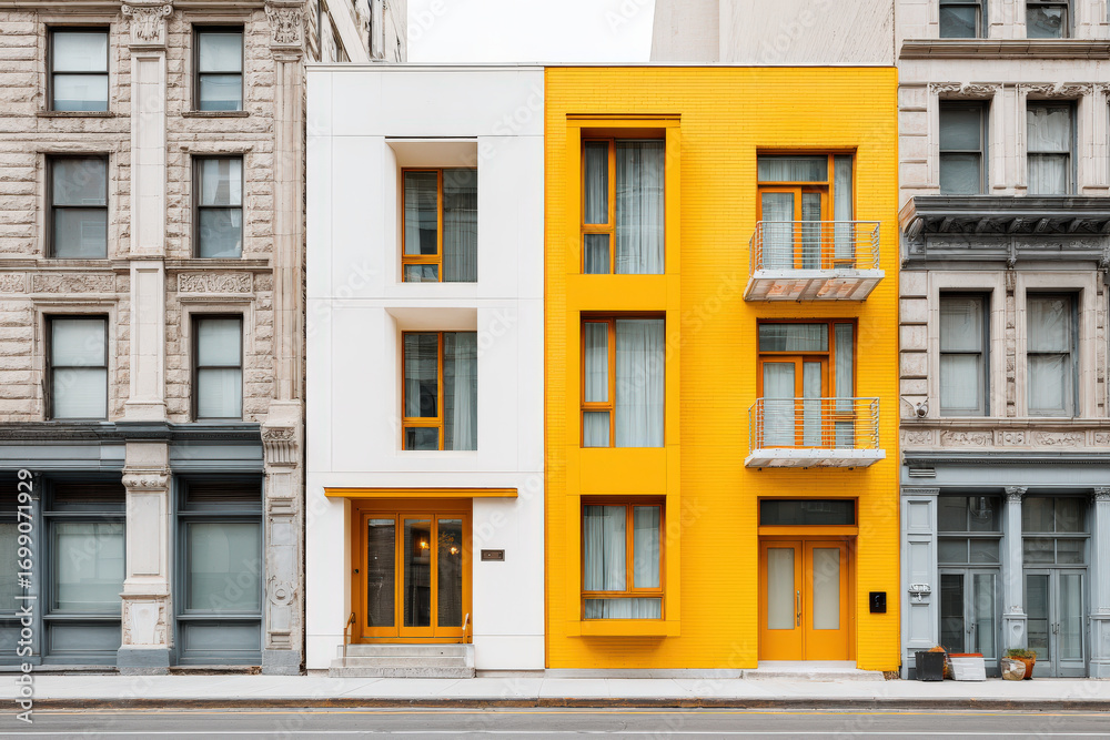 Obraz premium explore modern architectural facades that blend seamlessly with historical styles showcasing clean lines and