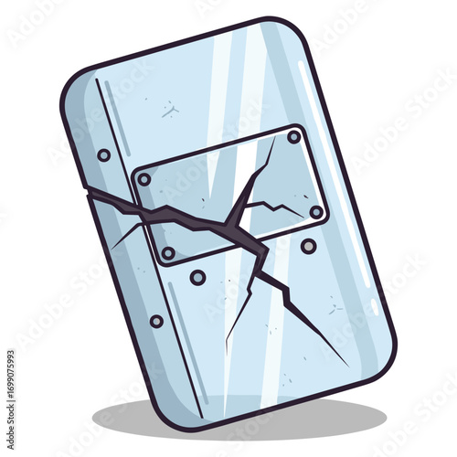 Cracked Glass Shield: Conceptual Symbol of Protection, Vulnerability, and Resilience Illustration