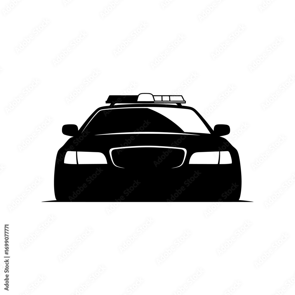 Obraz premium Police Car Silhouette Front View Vector Illustration