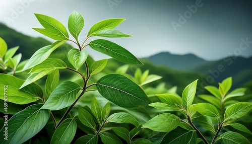 henna plant branches with green foliage