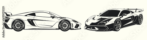 Sleek Sports Cars Design Sketches of Two Luxury Vehicles
