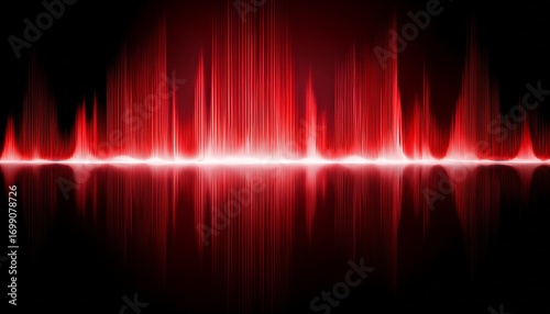 red sound wave on black background