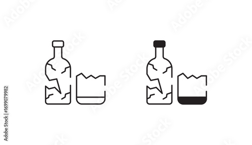 Broken Bottle icon design with white background stock illustration