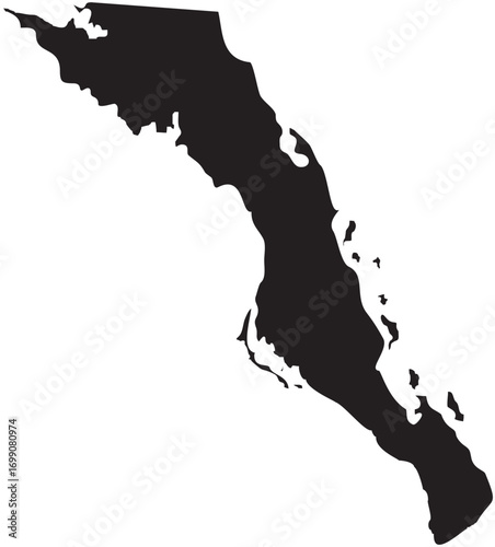 Baja California Sur Mexico Silhouette Map Vector – Editable Black Outline