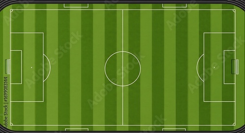 Soccer Field Top-Down View of a Classic Green Grass Pitch