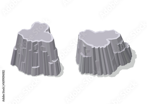 Set of Isometric rocky mountain