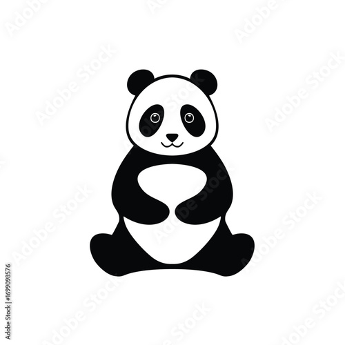 Cute panda bear illustration sitting isolated on white background vector graphic