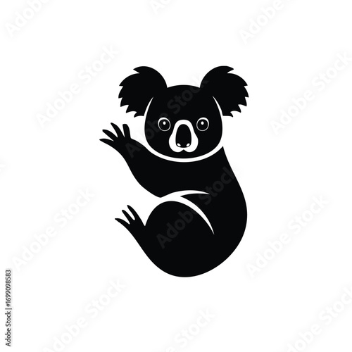 Cute and Adorable Koala Bear Silhouette on a Clean White Background