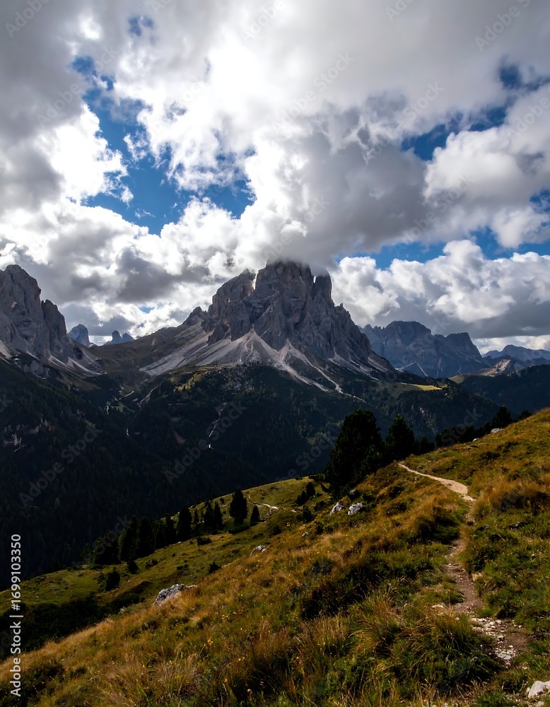 Naklejka premium Mountain vista with path