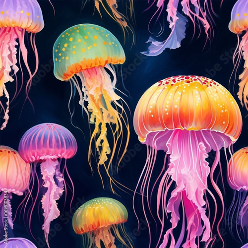 Magical Sea Lights: Colorful Underwater Jellyfish Design