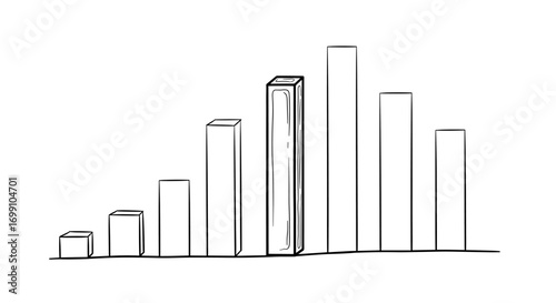 Hand-drawn Bar Graph Illustration with Standout Pillar for Emphasis