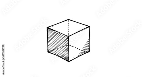 Hand Drawn Rectangular Prism Illustration on White Background