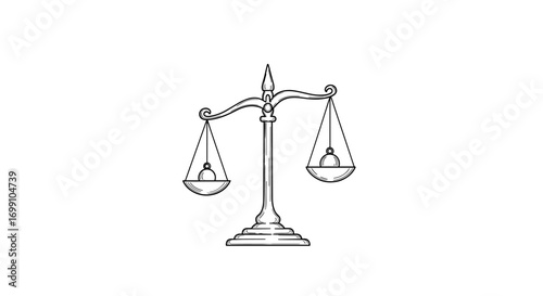 Black and white line drawing of a classic scale on white